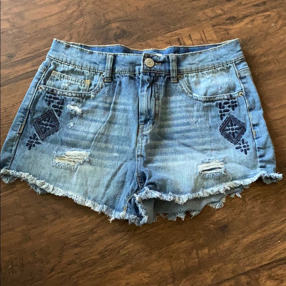 Jean Shorts with Navy Stitching